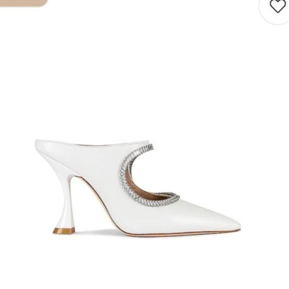 Stuart Weitzman Xcurve Crystal 100 Mule In White … - image 2